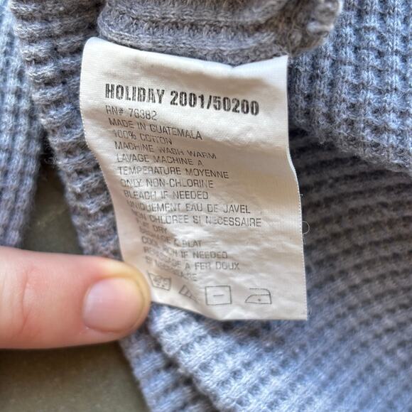 Timberland Waffle Knit Thermnal Sweatshirt Men's L Gray Long Sleeve Crewneck - Picture 9 of 10